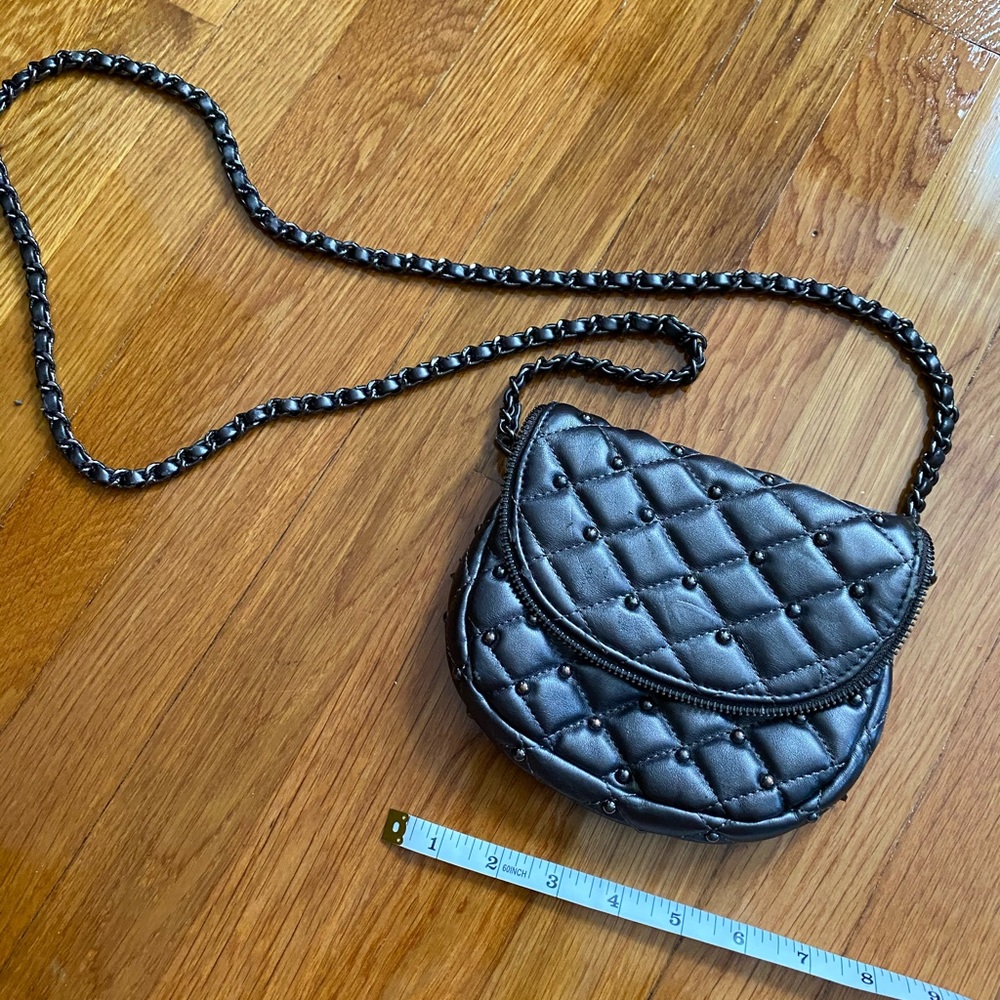 Gunmental Studded Crossbody Bag